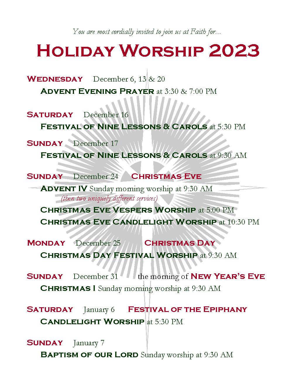 Advent 2023 Faith Lutheran Antioch
